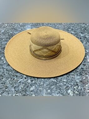 Women’s 18” Wide Brim 2 Tone Straw Sun Hat - Neutral Brown
